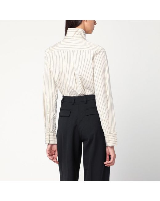 Patou White Striped Shirt With Scarf Collar