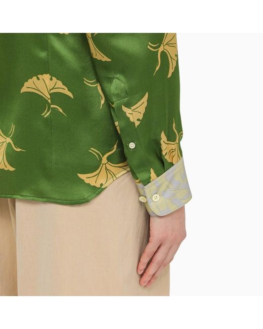Camicia con stampa in seta di Dries Van Noten in Green