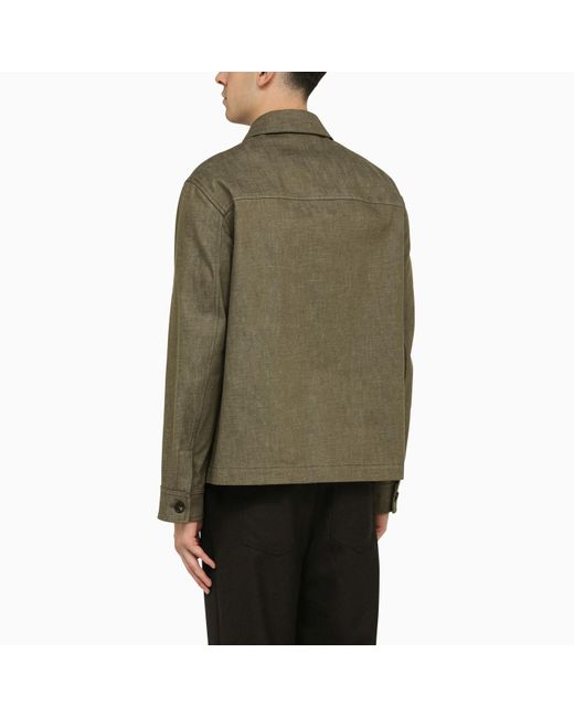 Loro Piana Green Moss Cotton Shirt Jacket for men