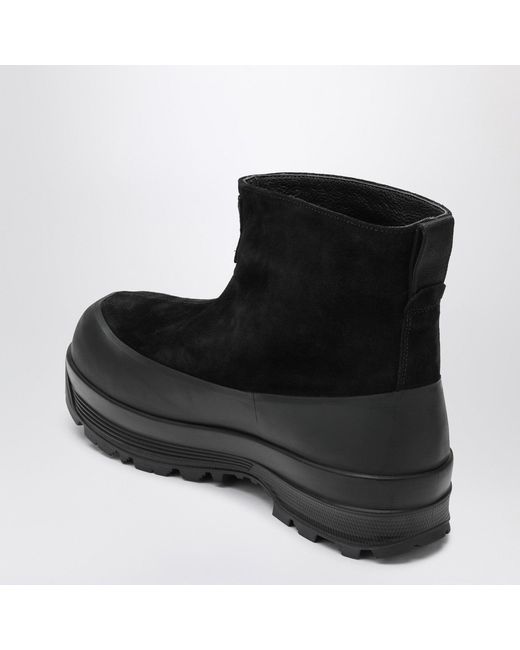 Stone Island Black Suede Ankle Boot With Logo for men
