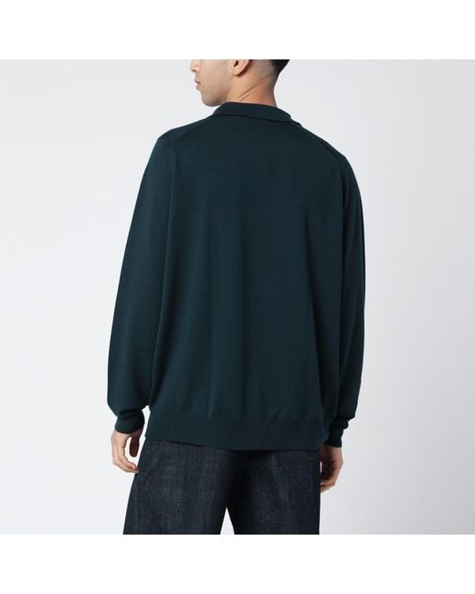 John Smedley Blue Dark Wool Cardigan for men