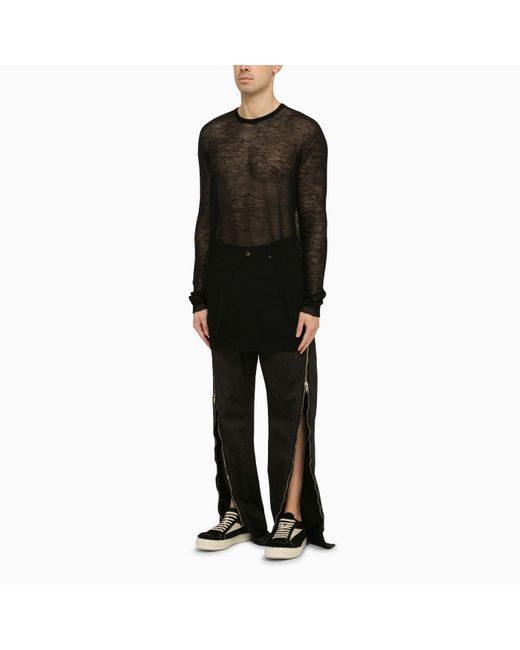 Rick Owens Black Semi-transparent Wool Sweater for men