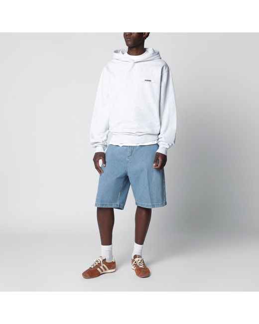 Jacquemus White Hoodie With Grosgrain Logo for men