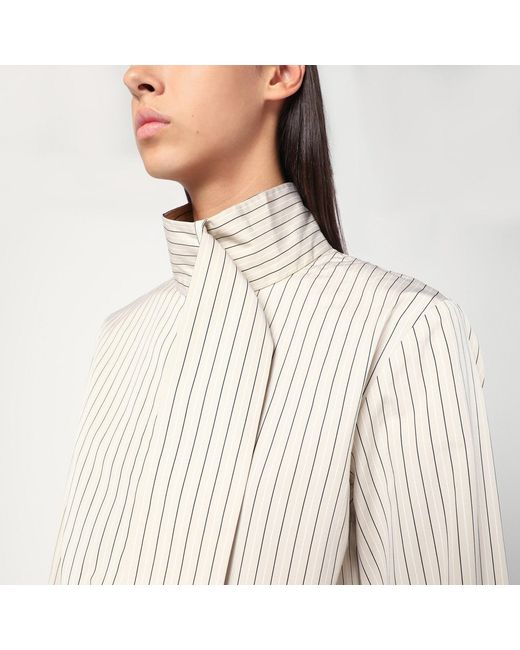 Patou White Striped Shirt With Scarf Collar