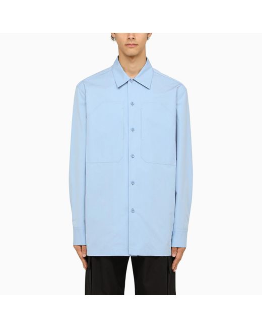 Jil Sander Light Blue Oversize Shirt With Pockets for men