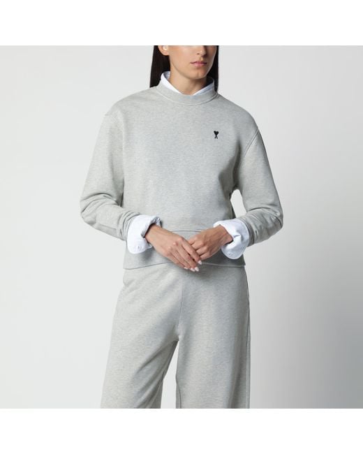 AMI Gray Ami De Coeur Crewneck Sweatshirt