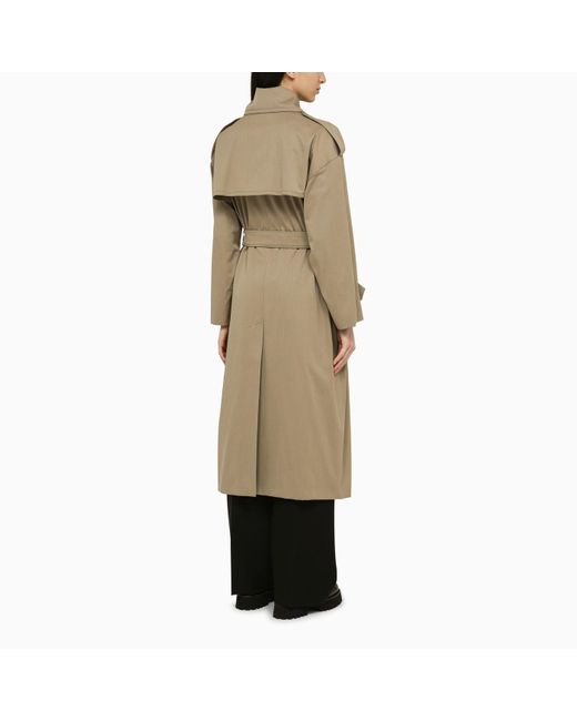 Max Mara Natural Sand-coloured Double-breasted Trench Coat In Wool And Cotton