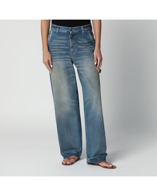 Haikure Blue Wide-Leg Washed-Effect Jeans