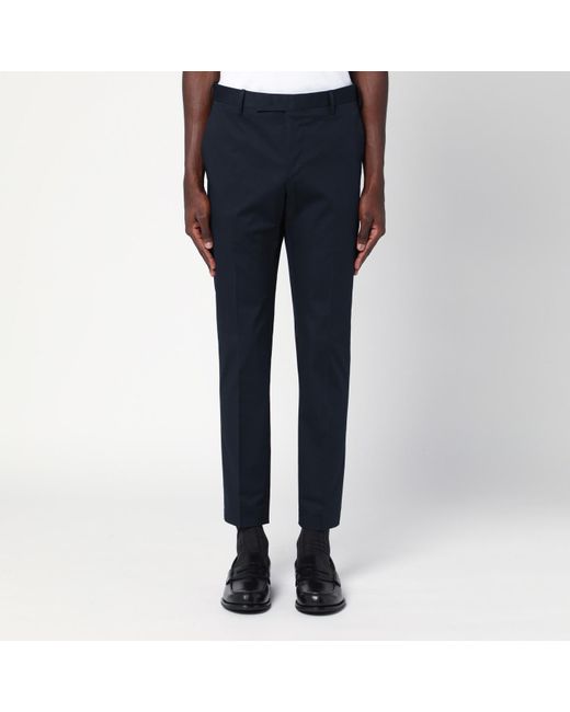 PT Torino Blue Slim-fit Cotton Trousers for men