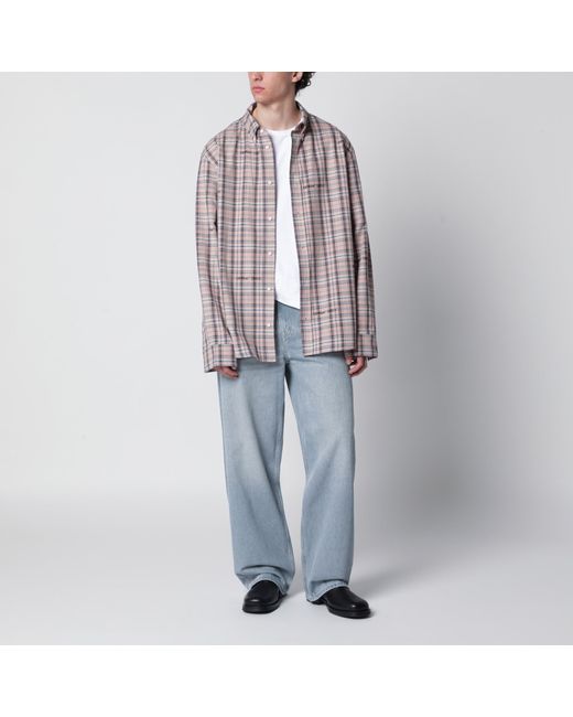 Off-White c/o Virgil Abloh Blue Check-Pattern Shirt With Logos for men