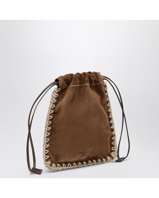 Prada Brown Cocoa Suede Smartphone Holder