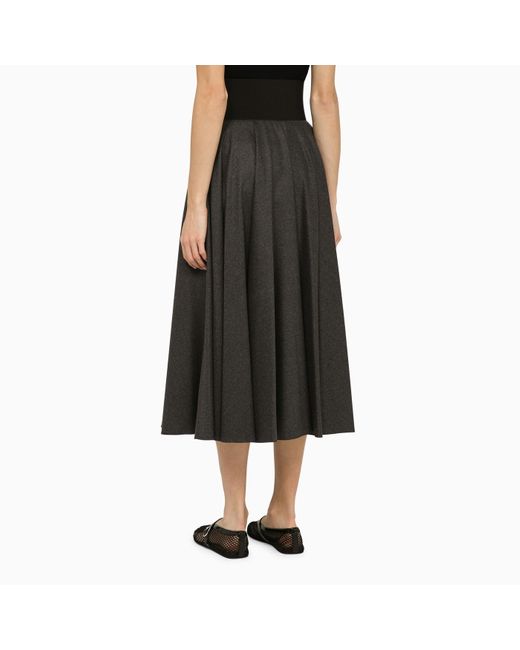Alaïa Black Virgin Wool Midi Skirt