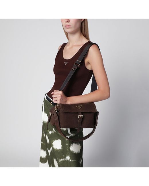 Borsa A Spalla Explore Medium Moro di Prada in Brown