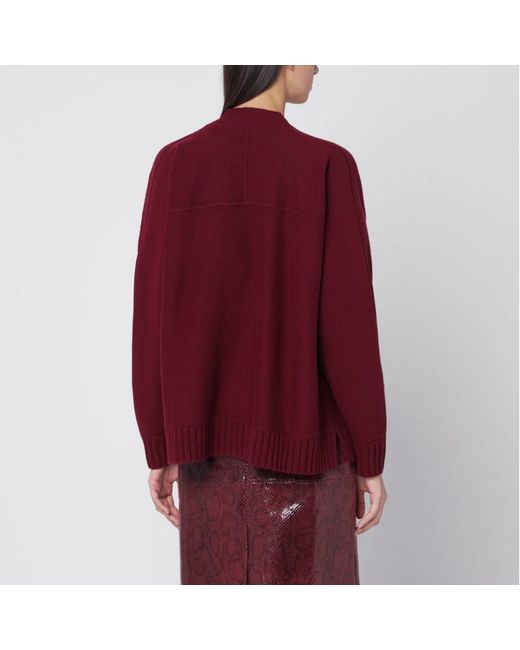 Cardigan bordeaux in lana e cashmere di Gucci in Red