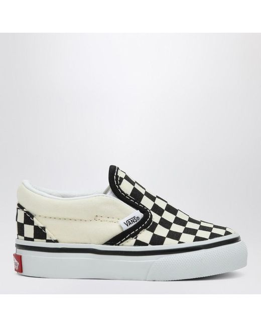 Vans Black Slip-On Sneaker Weiß/Schwarz Mit Check-Muster