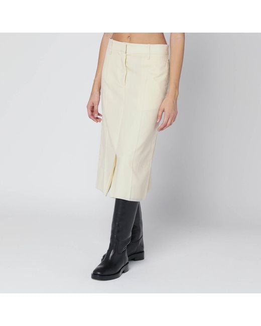 Jil Sander Natural Vanilla-Coloured Wool Skirt