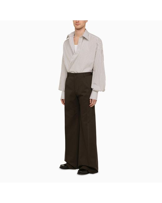 Dolce & Gabbana Brown Flared Cotton Trousers for men