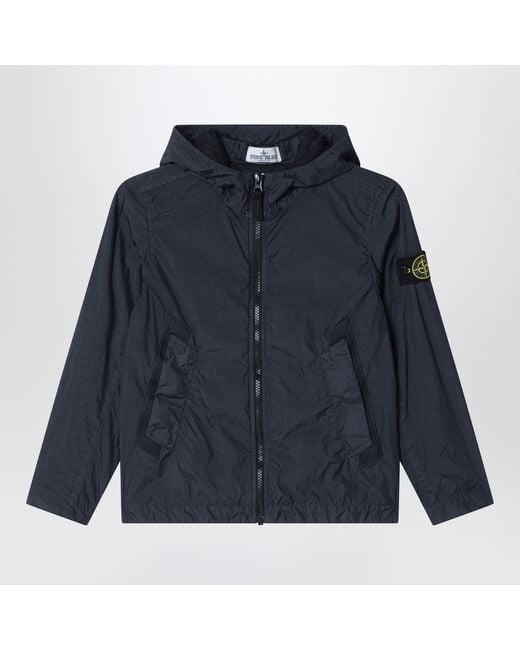 Stone Island Blue Nylon Zip-Up Jacket