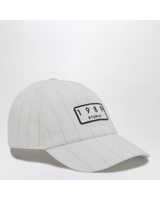 1989 STUDIO White Striped Baseball Cap for men