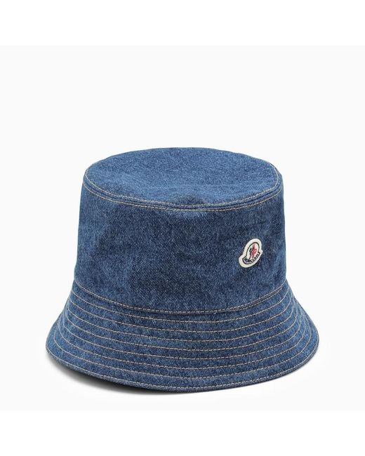 Cappello in denim con logo di Moncler in Blue