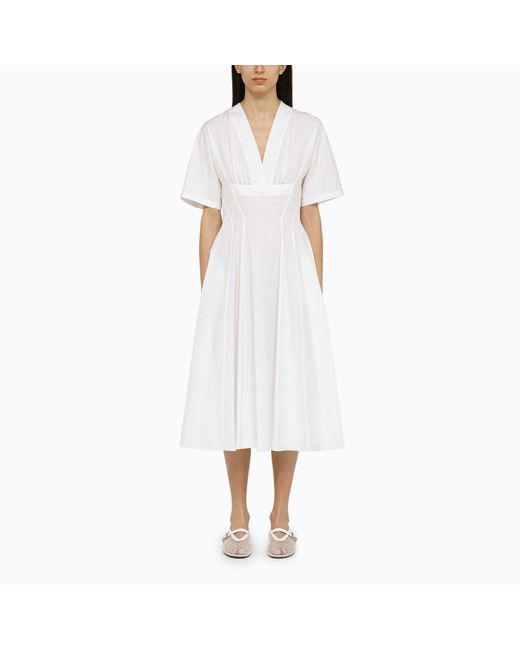 Alaïa White Cotton Midi Dress