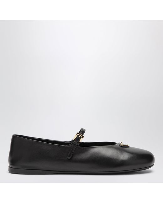 Prada Black Nappa Leather Ballet Flats
