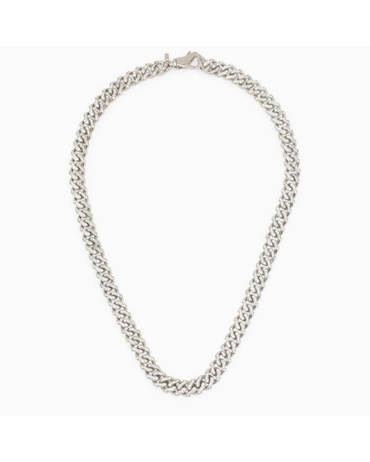 Emanuele Bicocchi Metallic 925 Silver Chain Necklace With Crystals for men