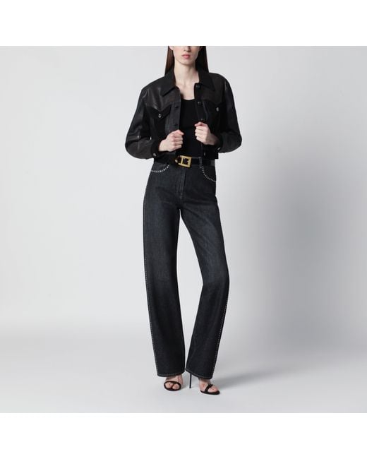 Versace Black Slim Leather Blouson