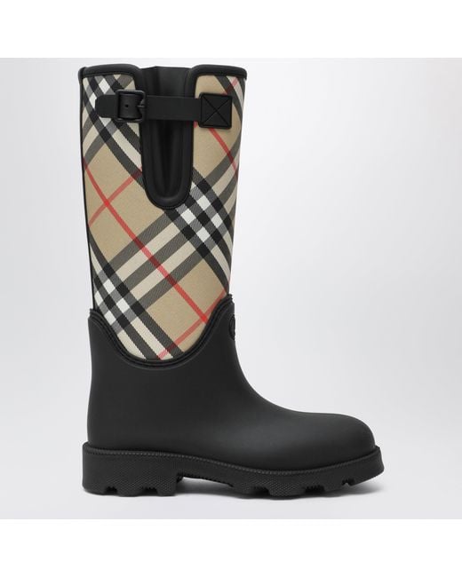 Burberry Black Tall Marsh Stamp Rubber Boots