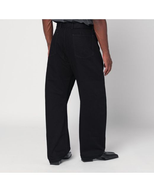 Lemaire Black Cotton Trousers With Belt for men