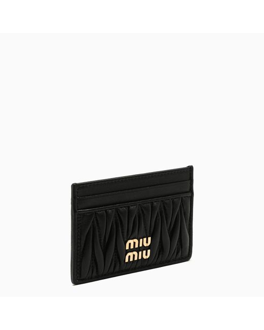 Miu Miu Black Matelassé Leather Cardholder