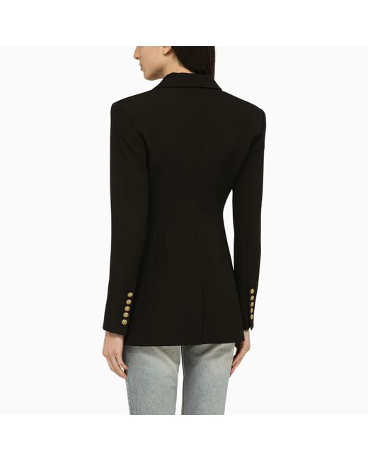 Balmain Black Wool Single Breasted Jacket With Jewelled Buttons