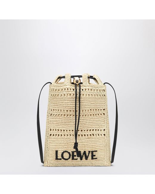 Loewe Metallic Raffia Drawstring Pouch