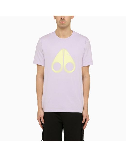 T-shirt color orchidea in cotone con stampa logo di Moose Knuckles in Purple da Uomo