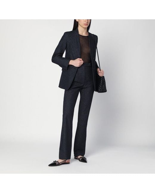 Max Mara Blue Midnight Trousers In Cotton Denim Effect