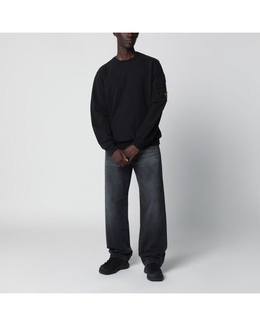 Stone Island Black Cotton Crewneck Sweatshirt for men