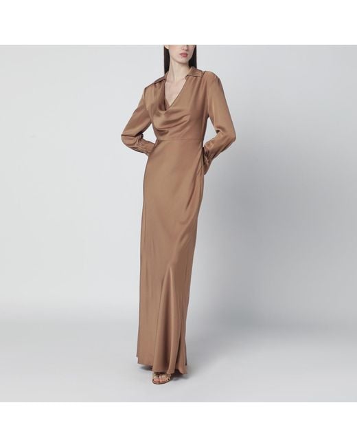 Jonathan Simkhai Brown Adelle Satin Dress With Draping