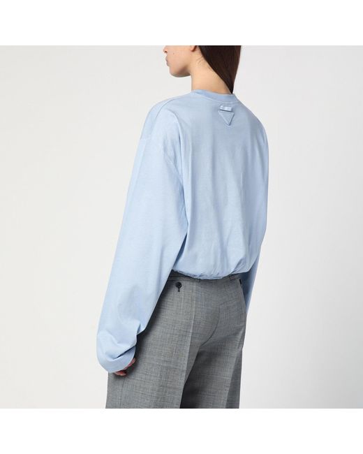 Prada Blue Sweater With Elastic Hem