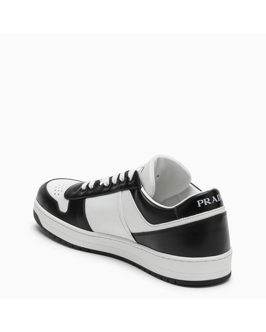 Sneaker downtown bianca/nera in pelle di Prada in Black da Uomo