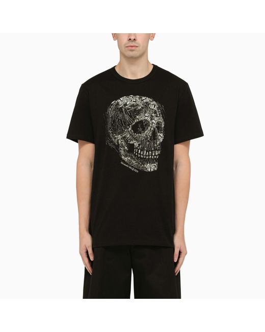 Alexander McQueen Alexander Mc Queen Black Cotton T Shirt With Print for men