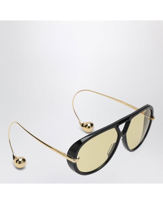 Bottega Veneta Black Aviator Drop Sunglasses