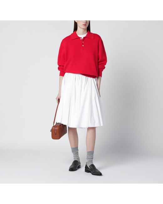 AMI White Cotton Skirt