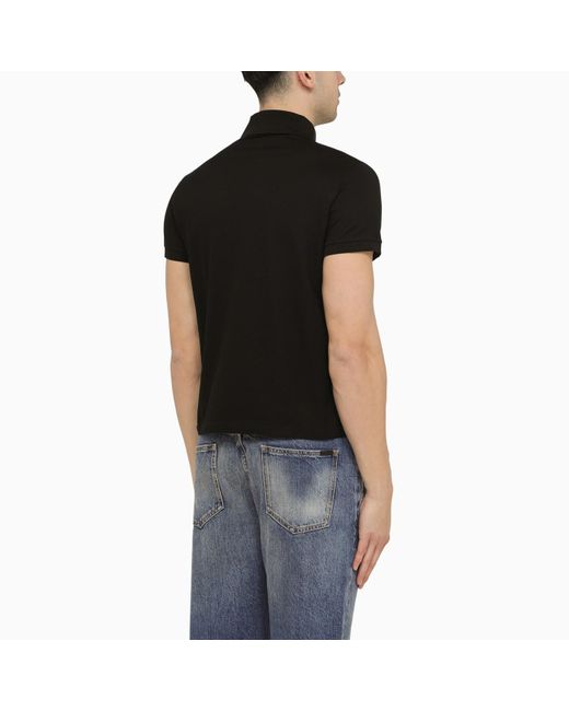 Saint Laurent Black Monogram Pique Polo Shirt for men