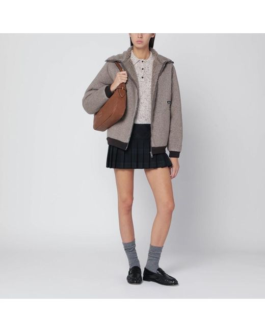Miu Miu Gray Schnurfarbene Fleece-Blousonjacke