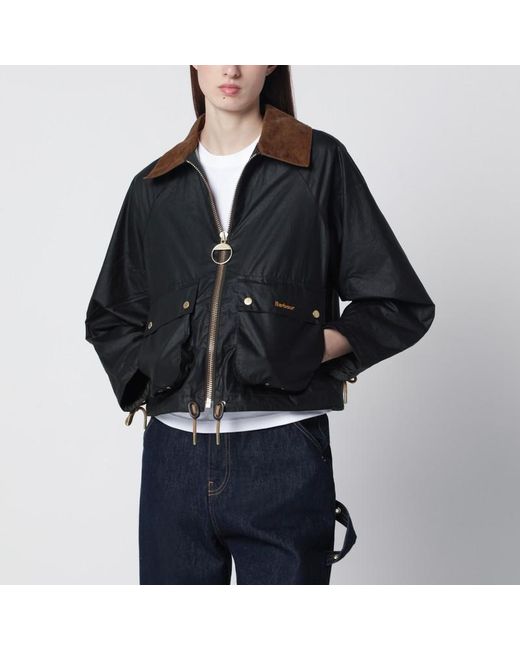 Giacca marron verde in cotone cerato di Barbour in Black