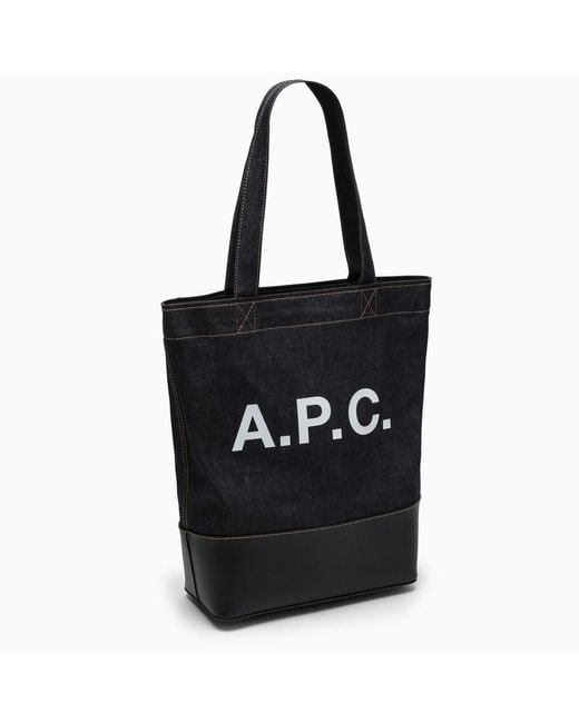 Borsa tote in denim con logo di A.P.C. in Black da Uomo
