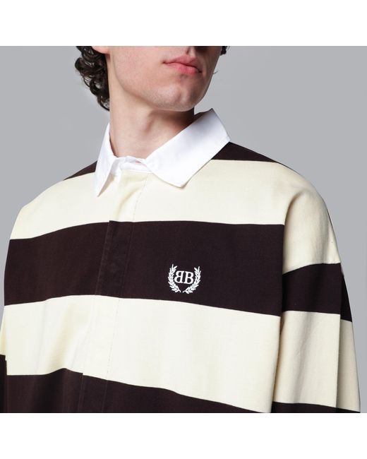 Balenciaga Blue Striped Jersey Polo Shirt for men