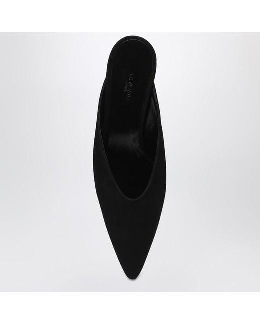 Le Monde Beryl Black Wedge Mule In Suede