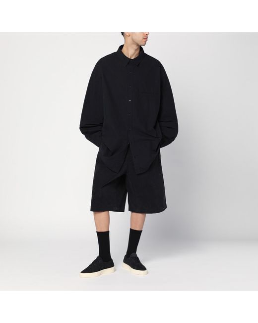 Entire studios Black Wide Bermuda Shorts In Cotton for men
