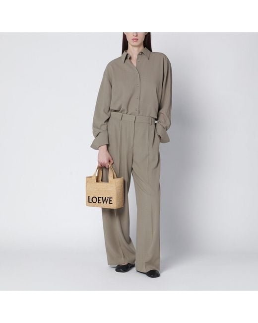 Loewe Metallic Font Tote Small Raffia Bag